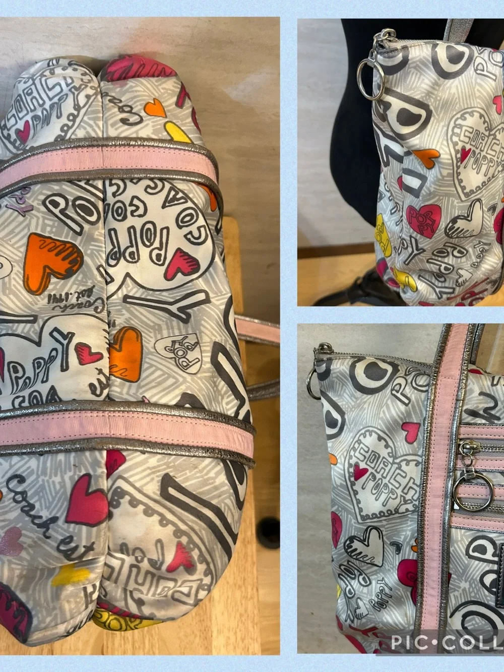 Authentic Coach Poppy Graffiti Hearts Glam Tote